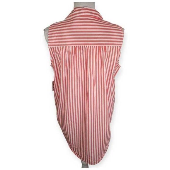 STYLE & CO. RED & WHITE STRIPE SLEEVELESS BLOUSE SZ.M NWT. - Picture 3 of 7
